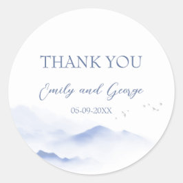 Adesivo Montanhas azuis e vinhetas de casamento de aves