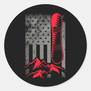 Adesivo Montanhas de Snowboard América Flag American Winte
