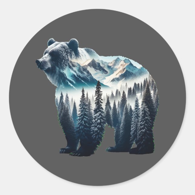 Adesivo Montanhas e florestas de Ursos Grizzles (Frente)