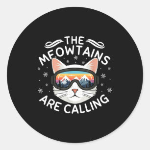 Adesivo Montanhas Meow Estão Chamando Gato Divertido Esqui