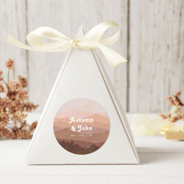 Adesivo Montanhas Retro e Casamento Rosa Dusty Florestal