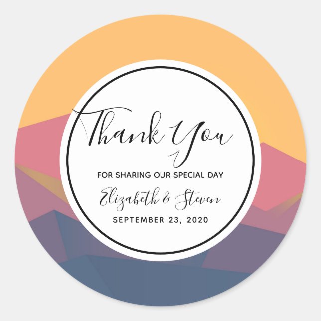 Adesivo Montanhas Russas Minimalista Geométrico Obrigado (Frente)