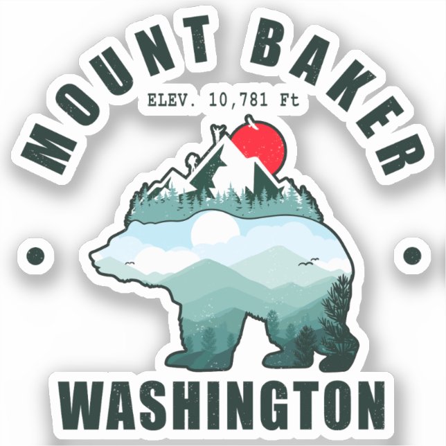 Adesivo Monte Baker Washington Bear Mounties (Frente)