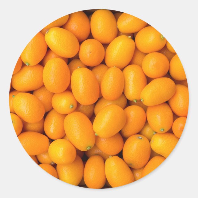 Adesivo Monte de kumquats laranja na caixa de papelão (Frente)