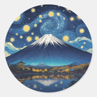 Adesivo monte fuji em noite estrelada