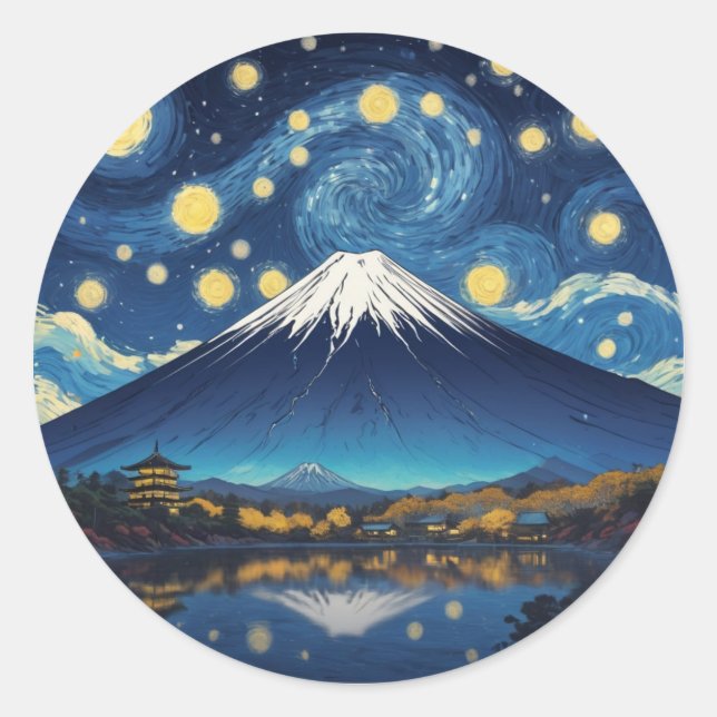 Adesivo monte fuji em noite estrelada (Frente)