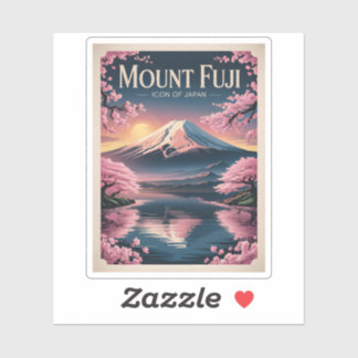 Adesivo Monte Fuji Ícone do Japão Flor de Cerejeira Vintag