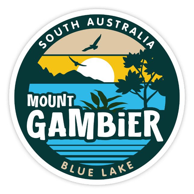 Adesivo Monte Gambier, sudoeste da Austrália Sticker (Mount Gambier, Blue Lake South Australia Retro Round Sticker)