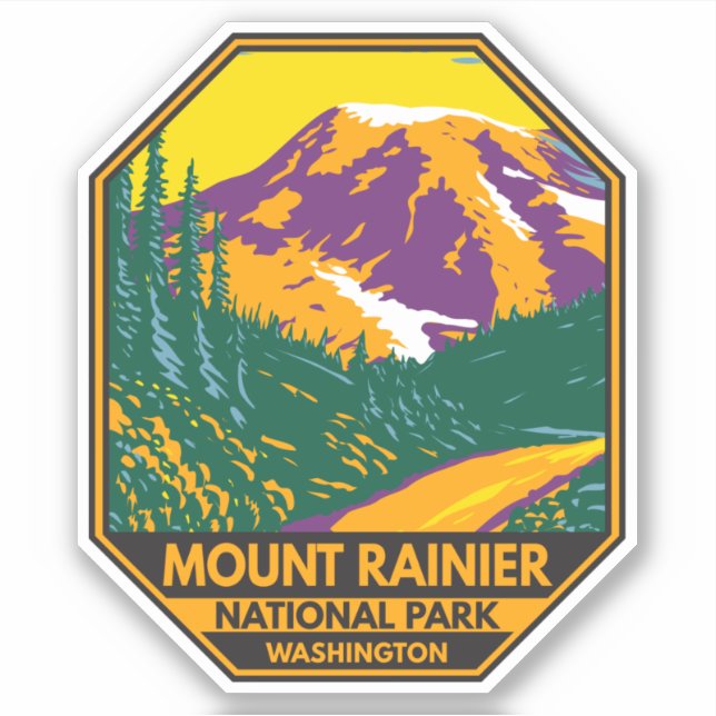 Adesivo Monte Rainier National Park Washington Retro (Frente)