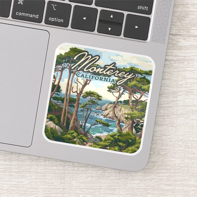 Adesivo Monterey California Cypress Trees Ocean Coast (Detalhe)