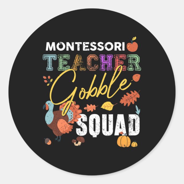 Adesivo Montessori Teacher Gobble Squad Fall (Frente)