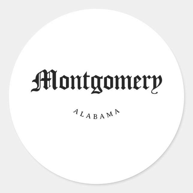Adesivo Montgomery Alabama Black Font (Frente)