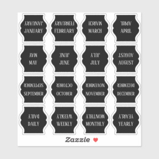 Adesivo Monthly Index Tab Black Bujo Planner Foldable