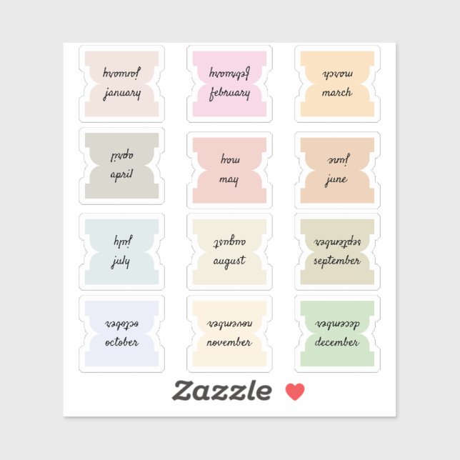 Adesivo Monthly Script Index Tabs Journal Divider Marks  (Folha)