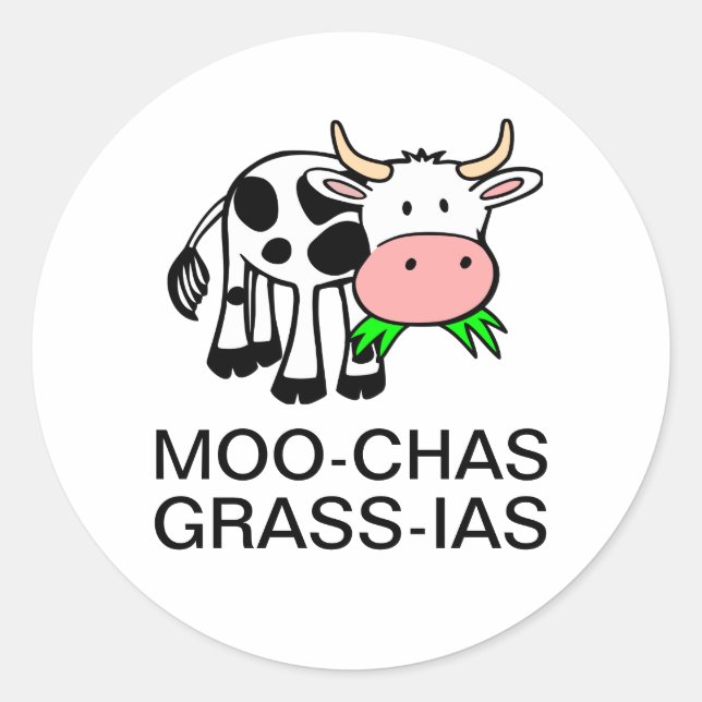 Adesivo Moo-chas Grass-ias (Muchas Gracias) (Frente)