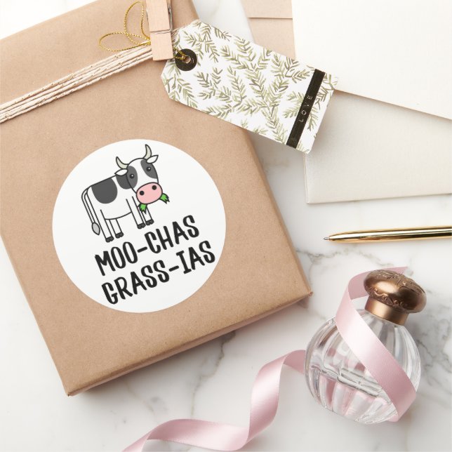 Adesivo Moo-chas Grass-ias, Muchas Gracias dão Vaca (Presentear)