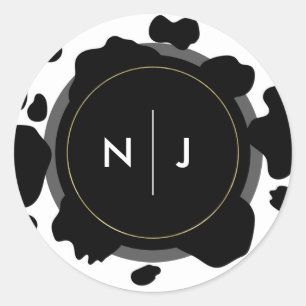 Adesivo Moo Cow Manchas Impressão Casamento Preto e Branco