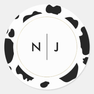 Adesivo Moo Cow Manchas Impressão Casamento Preto e Branco