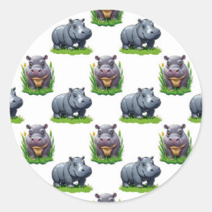 Adesivo Moo Deng Hippopotamus Animal Pattern Design