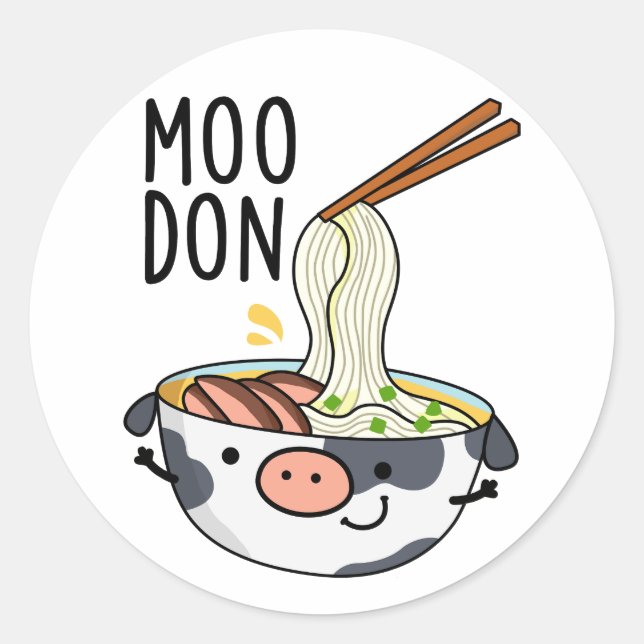 Adesivo Moo-don Funny Udon Pun (Frente)