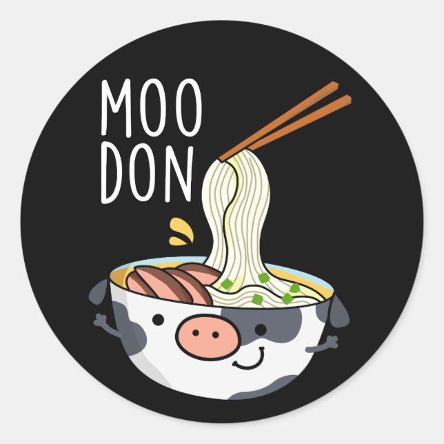 Adesivo Moo-don Funny Udon Pun Dark BG (Frente)