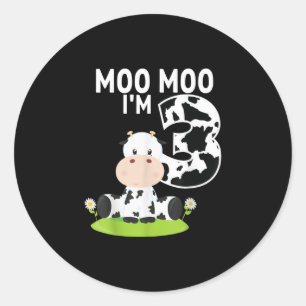 Adesivo Moo, eu sou três aniversário de 3 anos Engraçad