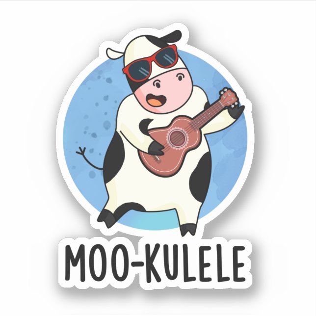 Adesivo Moo-kulele Funny Ukulele Cow Pun (Frente)