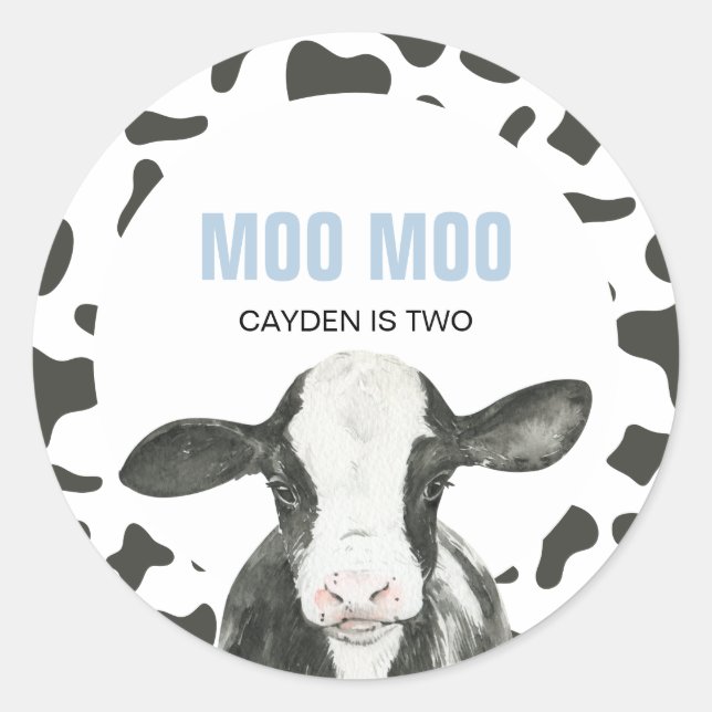 Adesivo MOO MOO I'm TWO Cow Print 2nd birthday (Frente)