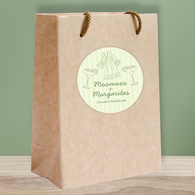 Adesivo Moo Moos & Margaritas Manuscrito Bachelorette (Moo Moos & Margaritas Handwritten Bachelorette Classic Round Sticker)