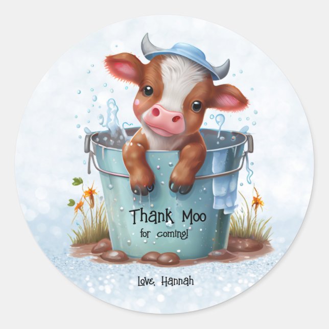 Adesivo Moo Obrigado De Vaca Cuta Para Personalizar (Frente)