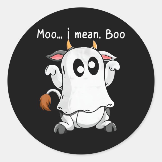 Adesivo Moo, quer dizer, Boo Ghost Cow Ghost Cow Halloween (Frente)
