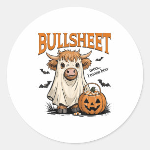 Adesivo Moo. Quero Dizer Boo Bullsheet Highland Cow Ghost 