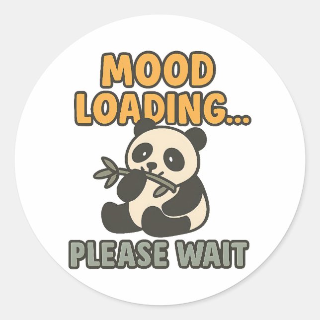 Adesivo Mood Loading Please Wait Cute Funny Panda Mascot (Frente)