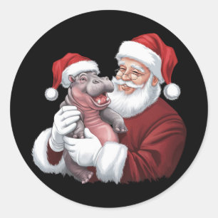 Adesivo Moodeng Natal Engraçado Vintage Papai Noel