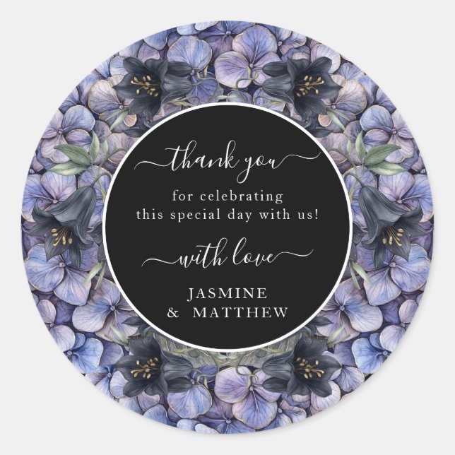 Adesivo Moody Black Floral Classic Thank You Chic Wedding (Frente)