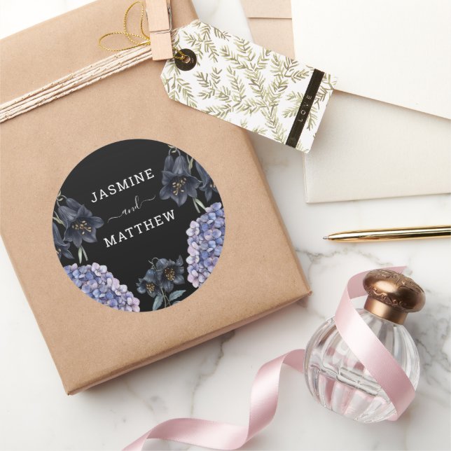 Adesivo Moody Black Floral Classic Whimsical Chic Wedding (Presentear)