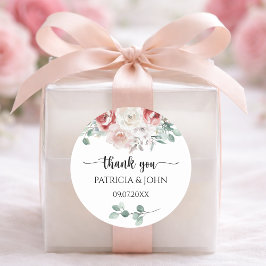 Adesivo Moody Blush Rose Floral Wedding Thank You