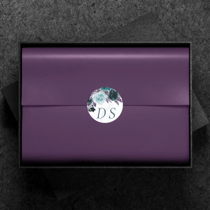 Adesivo Moody Boho Teal e Purple Floral Salvar a Data