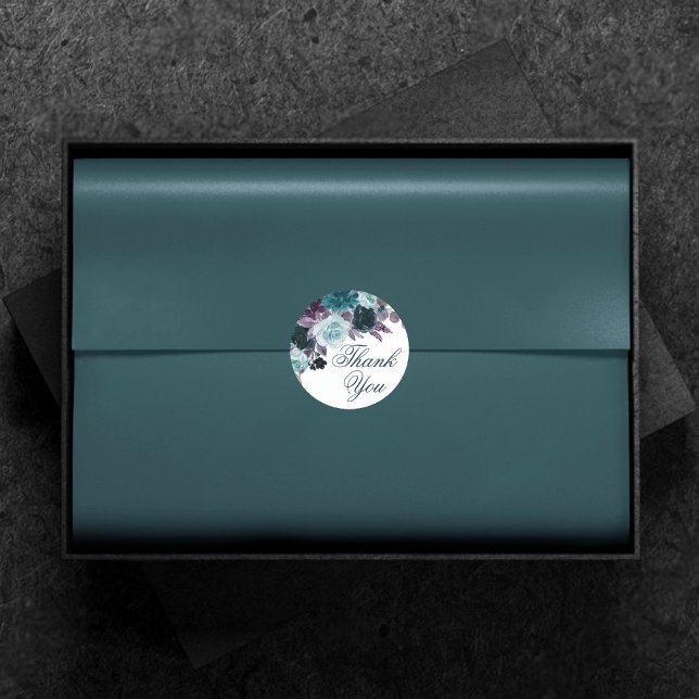 Adesivo Moody Boho | Teal e Turquoise Floral Obrigado (Criador carregado)