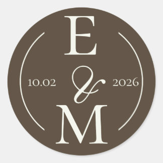 Adesivo Moody Coffee Ivory Monogram Date Wedding