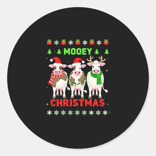 Adesivo Mooey Christmas Cow Christmas Ugly Sweater Pajama  (Frente)