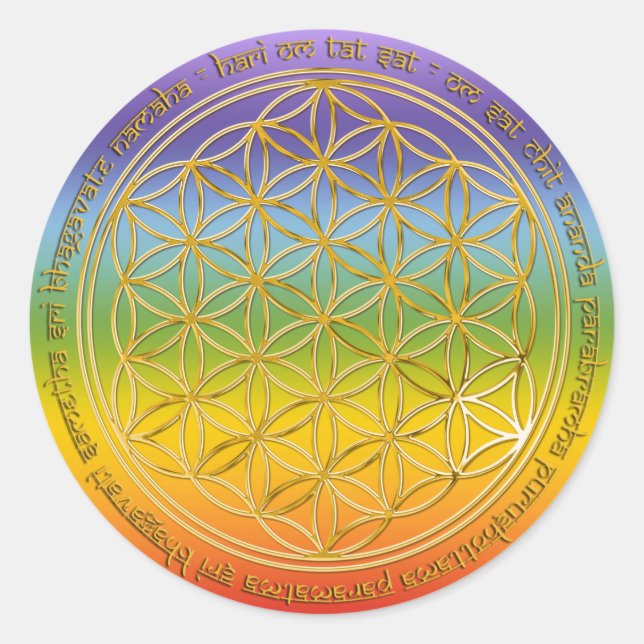 Adesivo /Moola Mantra, flor da vida chakren colour (Frente)