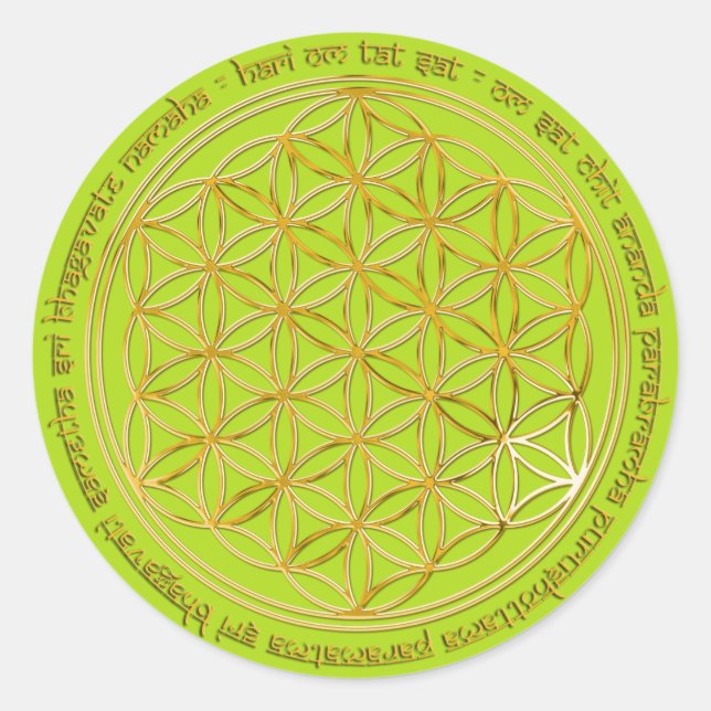 Adesivo /Moola Mantra, flor da vida greenlight BG (Frente)