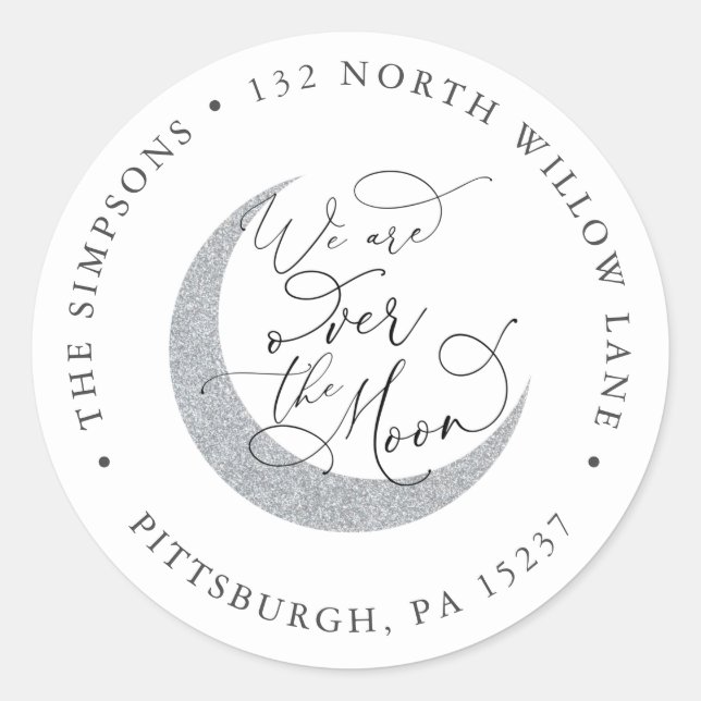 Adesivo Moon Baby Return Address Classic Round Sticker (Frente)