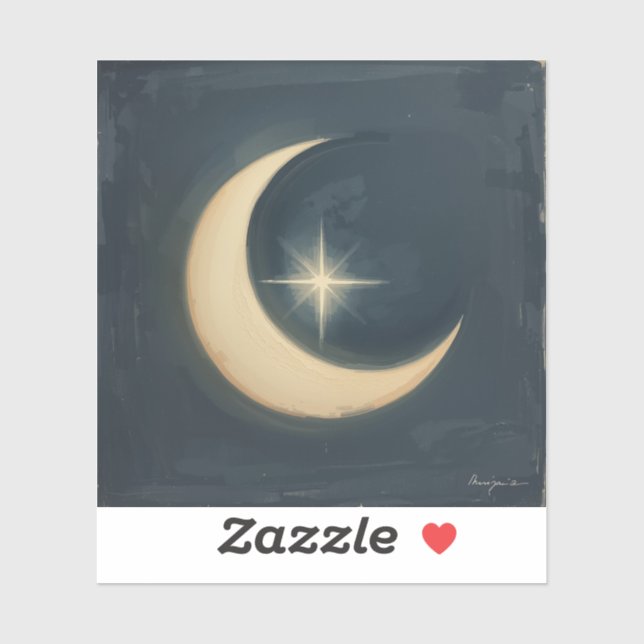 Adesivo Moon Cradling a Star 🌌🎨 (Folha)