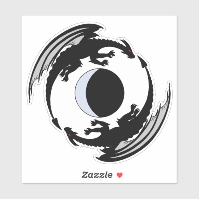 Adesivo Moon Dragon Fantasy Design (Folha)