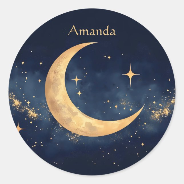 Adesivo Moon Personalizado Crescente e Estrelas Noite Sky (Frente)