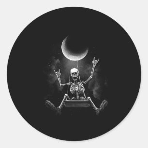 Adesivo Moon Swing Skeleton Rock And Roll Halloween Roc