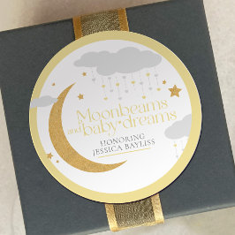 Adesivo Moonbeams and baby dreams baby shower yellow