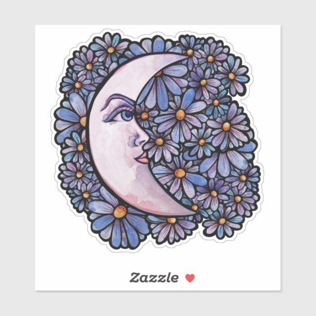 Adesivo MoonChild Moon Deusa Arte Lua Roxo (Folha)